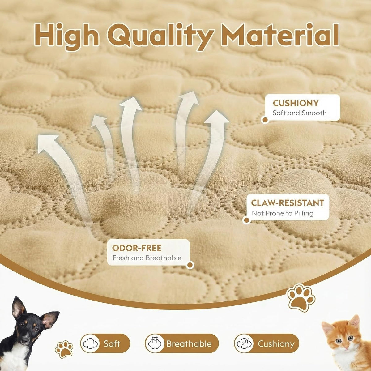 FunFurry Waterproof Dog Blanket, Couch Cover for Dogs Washable - 40 X 50 Inch - 1 Pack / Dark＆light Beige - image 3
