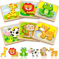 Benresive Wooden Toddler Puzzles - 6 PCS