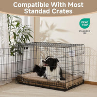 OhGeni Orthopedic Waterproof & Machine Washable Dog Bed for Medium Large Pets, Suitable for Crates, Cat Mat with 25D Egg Crate Foam, Non-Slip Bottom & Removable Cover, 35 Inches(Coffee)