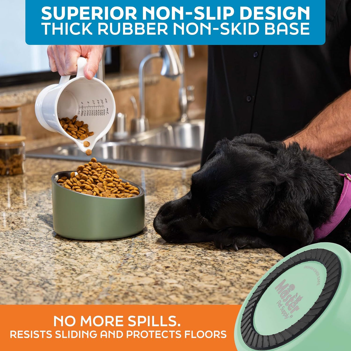 Master Pet Supply Stainless Steel Slanted Dog Cat Food Bowl 24 oz - Pistachio / 3 Cups (24 oz) - image 3