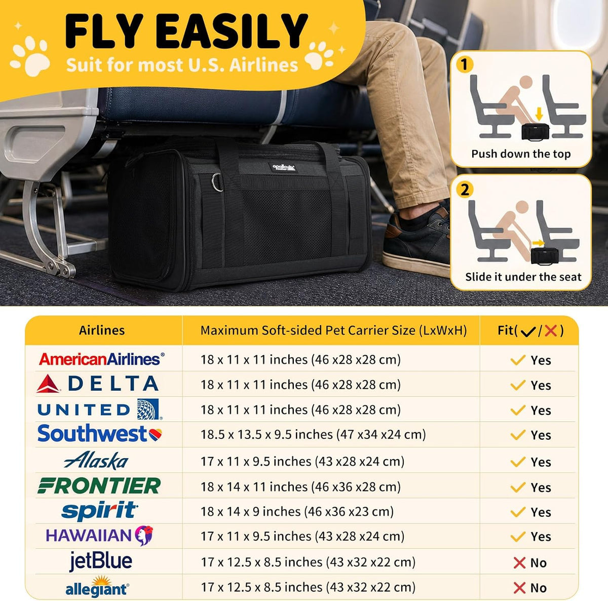 Apollo Walker Cat Carrier Airline Approved Expandable Black – Essentials for Cats - image 4