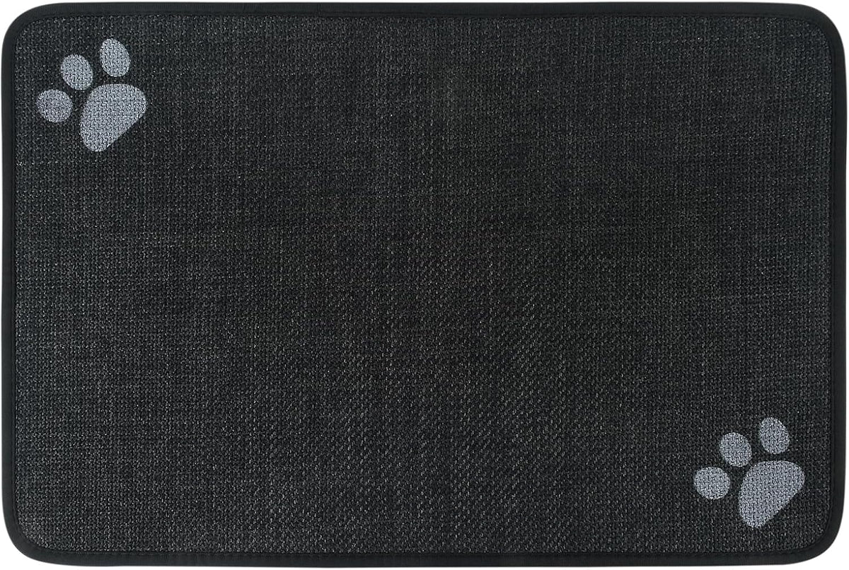 Dog Food Bowl Mat Pet Feeding Mat for Food Water 14.2x24In Grey – Essentials for Dogs - Black Rectangle / 24"L x 16"W