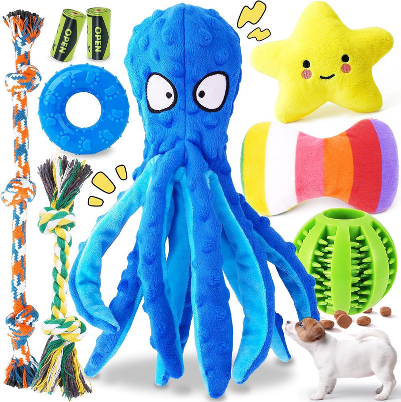KIPRITII 9 Pack Puppy Toys Set for Small Dogs - 9 Pack (Octopus-Shaped)