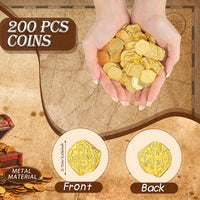 Hanaive 200 metal pirate coins in gold zinc alloy with retro pirate design - view 3