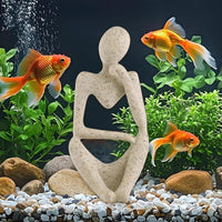Minimalist Thinker Statue, Fish Tank Decor - Right Thinking