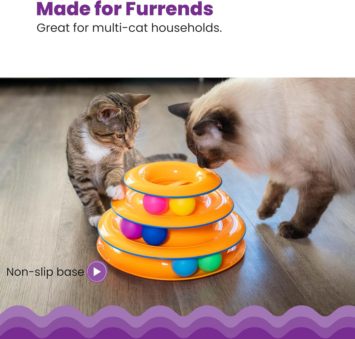 Catstages Tower of Tracks Interactive Cat Toy, 6 Spinning Balls - Orange / One-Size - image 4