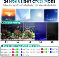 hygger Clip On Custom LED Aquarium Light,Daylight-Moonlight & 24/7 Mode, Adjustable Brightness 8 Colors Full Spectrum Fish Tank Light for 12-17 Inches Freshwater Planted Tank Auto On Off Ramp Up Down