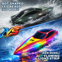 Cirmine 10 inch RC boat with colorful LED lights on the water - view 7