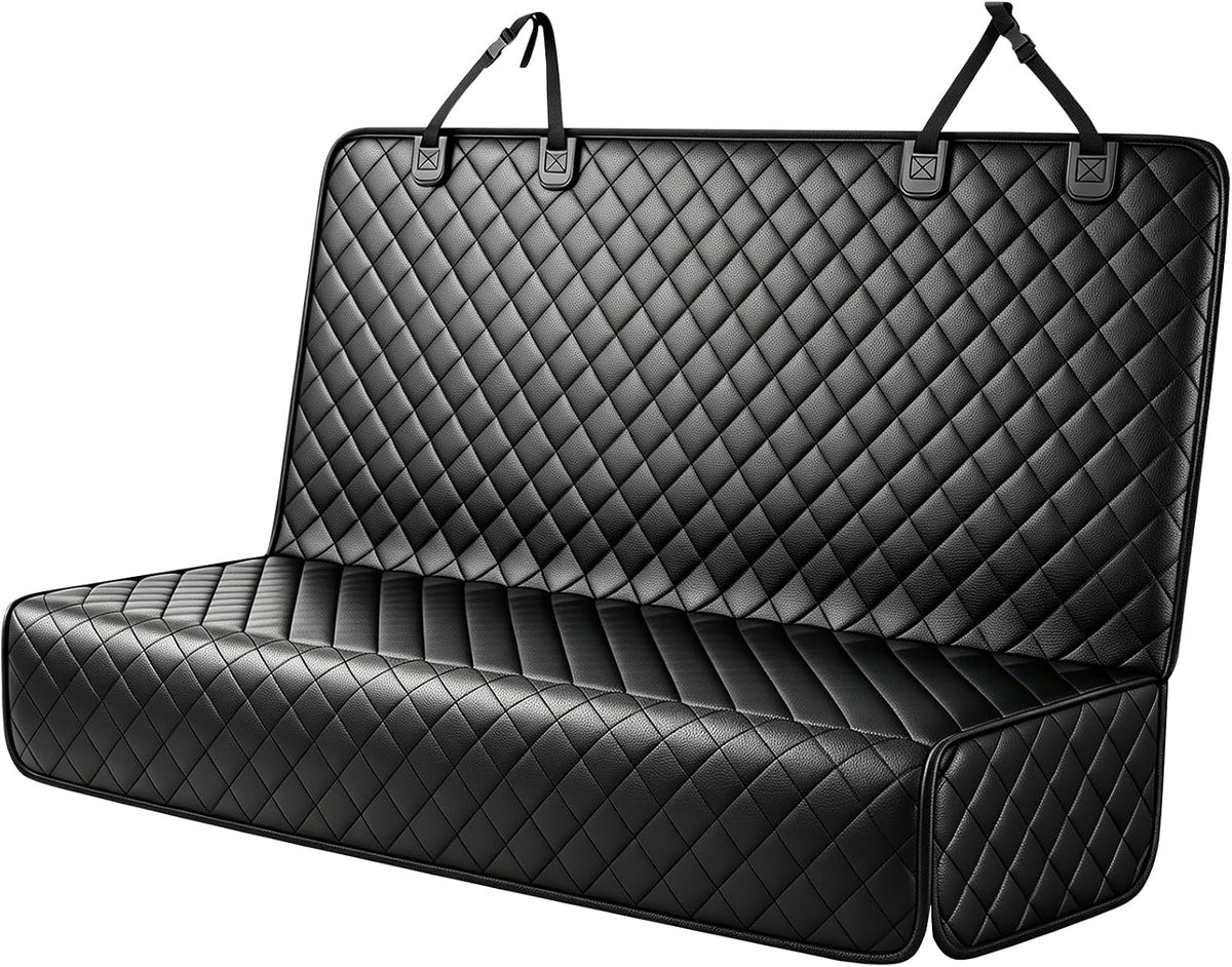 Waterproof Scratchproof Pet Bench Seat Covers for Cars, SUVs – Essentials for Dogs - black-PU Leather / Medium-52"W