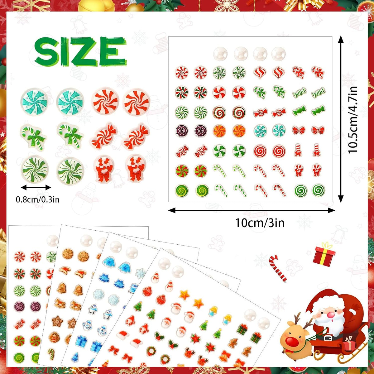 AUGSUN 240 Pcs Halloween Stick on Earrings for Little Girls – Fun for Kids & Family - Christmas Style A - image 2