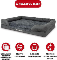 The Dog’s Bed, XXL Grey Fur Memory Foam, Pain Relief: Arthritis, Hip & Elbow Dysplasia, Post Surgery, Lameness, Supportive, Calming, Waterproof, Washable Cover, Veterinary Approved