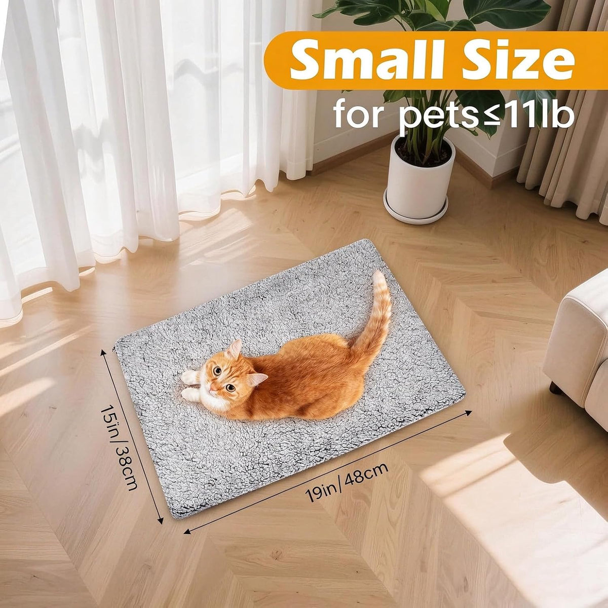 Self Warming Cat Bed, Self Heating Mat for Dog - Black / 19x15in - image 2