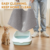Pieviev Soft Chenille Cat Litter Box Mat, Ultra Absorbent - Grey / XXL-48''X36'' - image 4