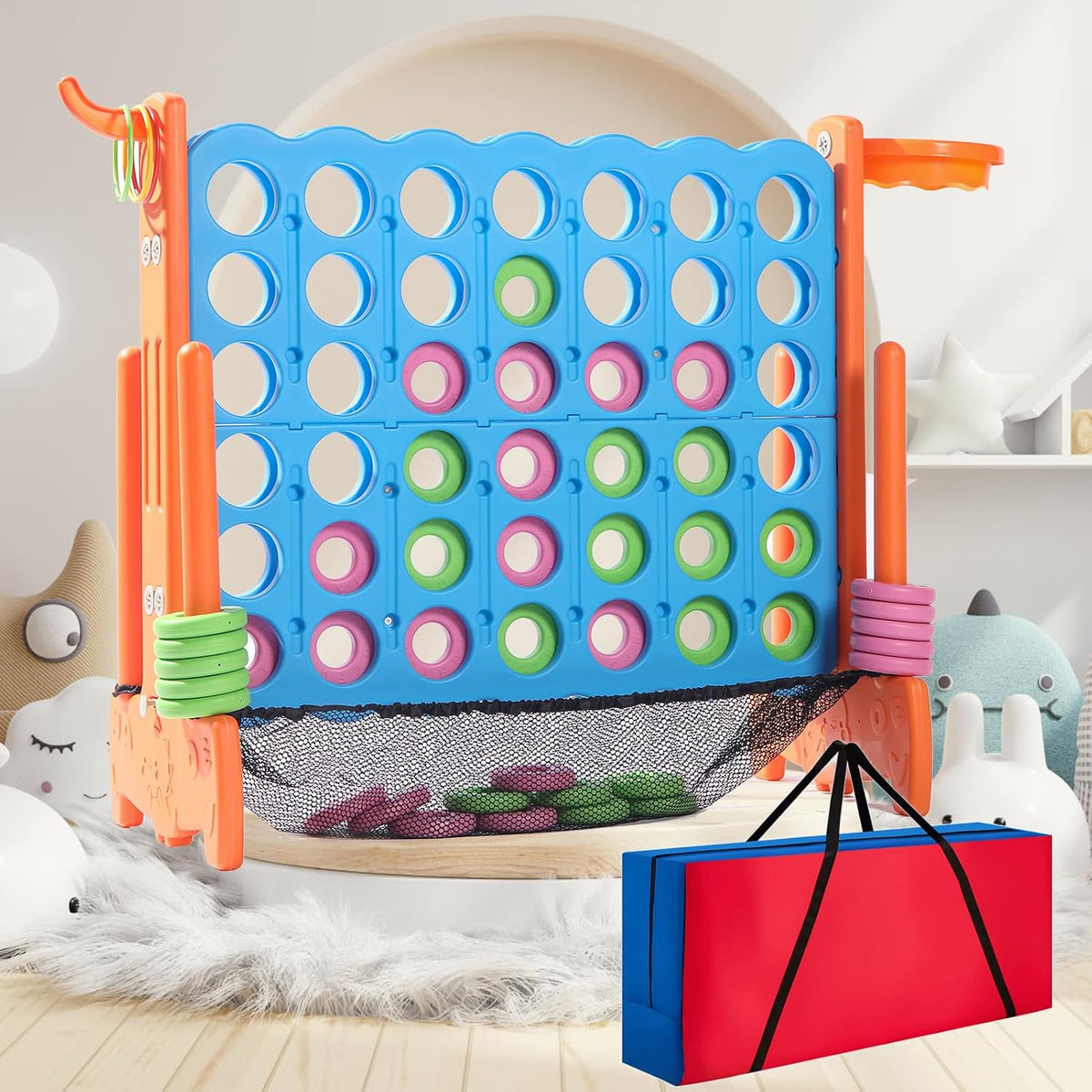 Giant 4 Row Game with Carrying Bag and Mesh Fabric .Giant 4-to-Score - Orange
