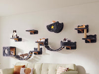 Cat Wall Shelves, 9-in-1 Wood Cat Wall Furniture Set, Burlywood – Essentials for Cats - Grey / 13 Piece Set