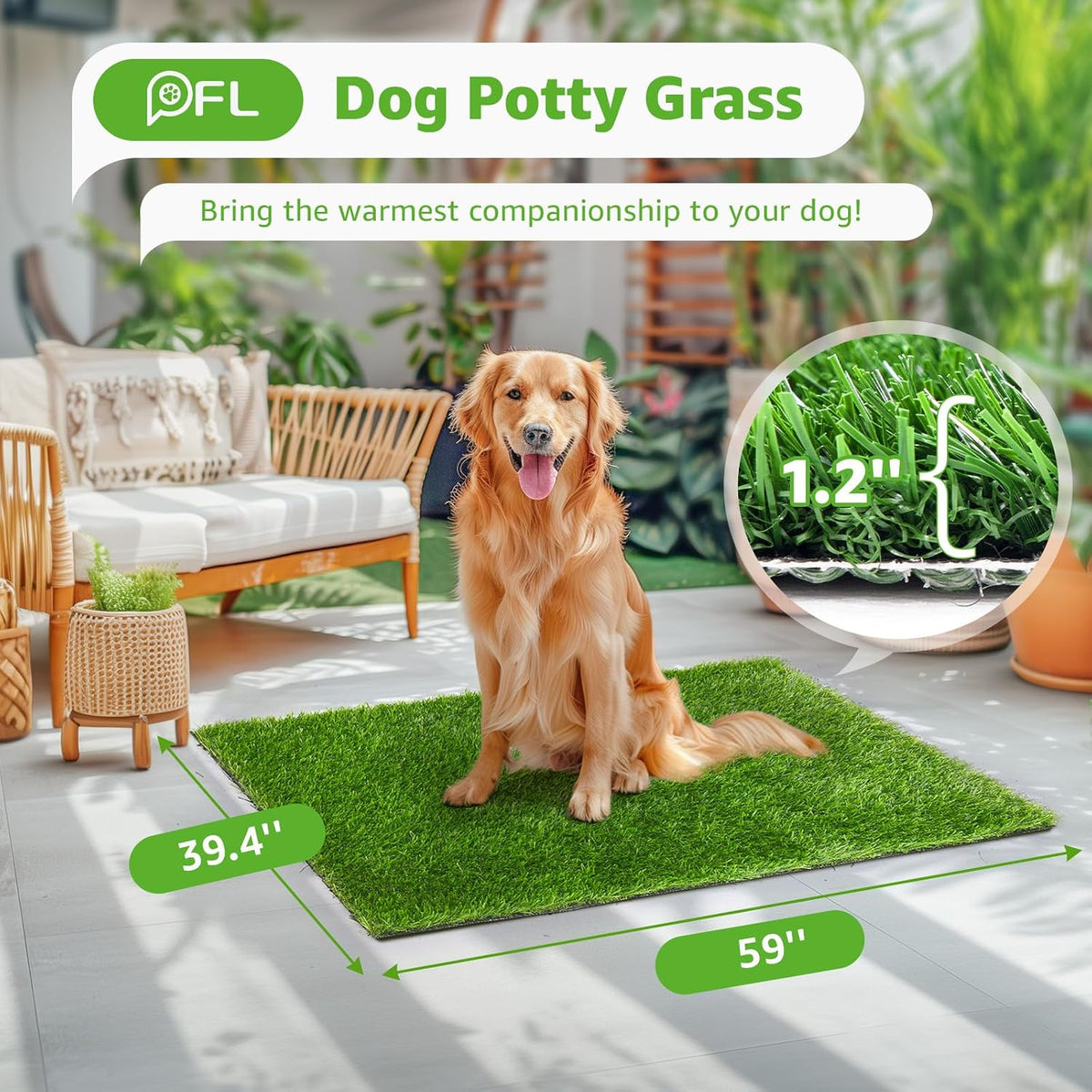 Dog Grass Pee Pads, 26''x 17'' - 59"x39.4" - image 2