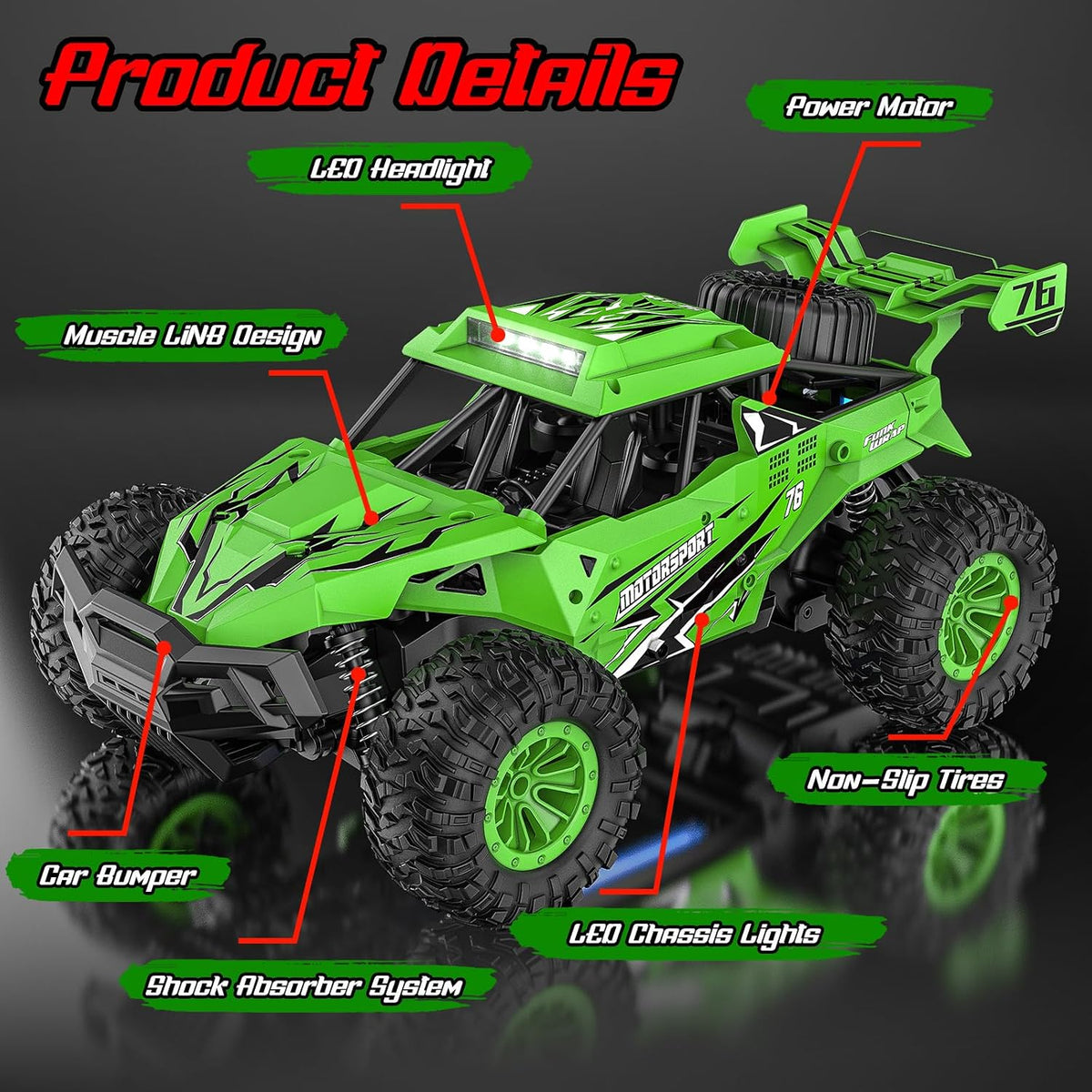 BLUEJAY Remote Control Car - Green - image 4