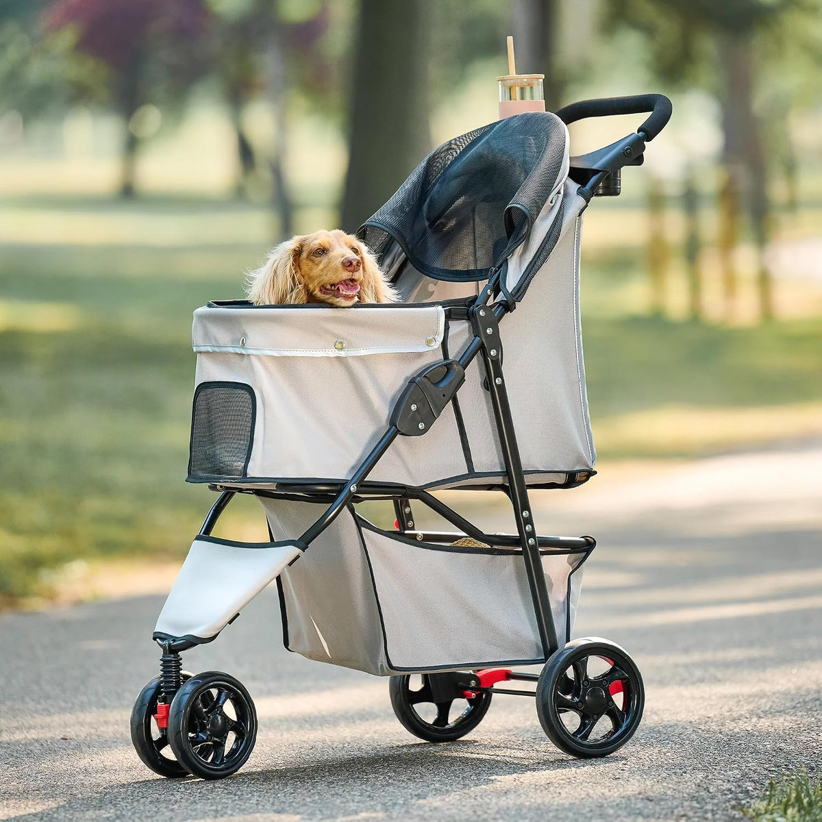 Carlson Pet Products Stroller - Khaki with Black Accents