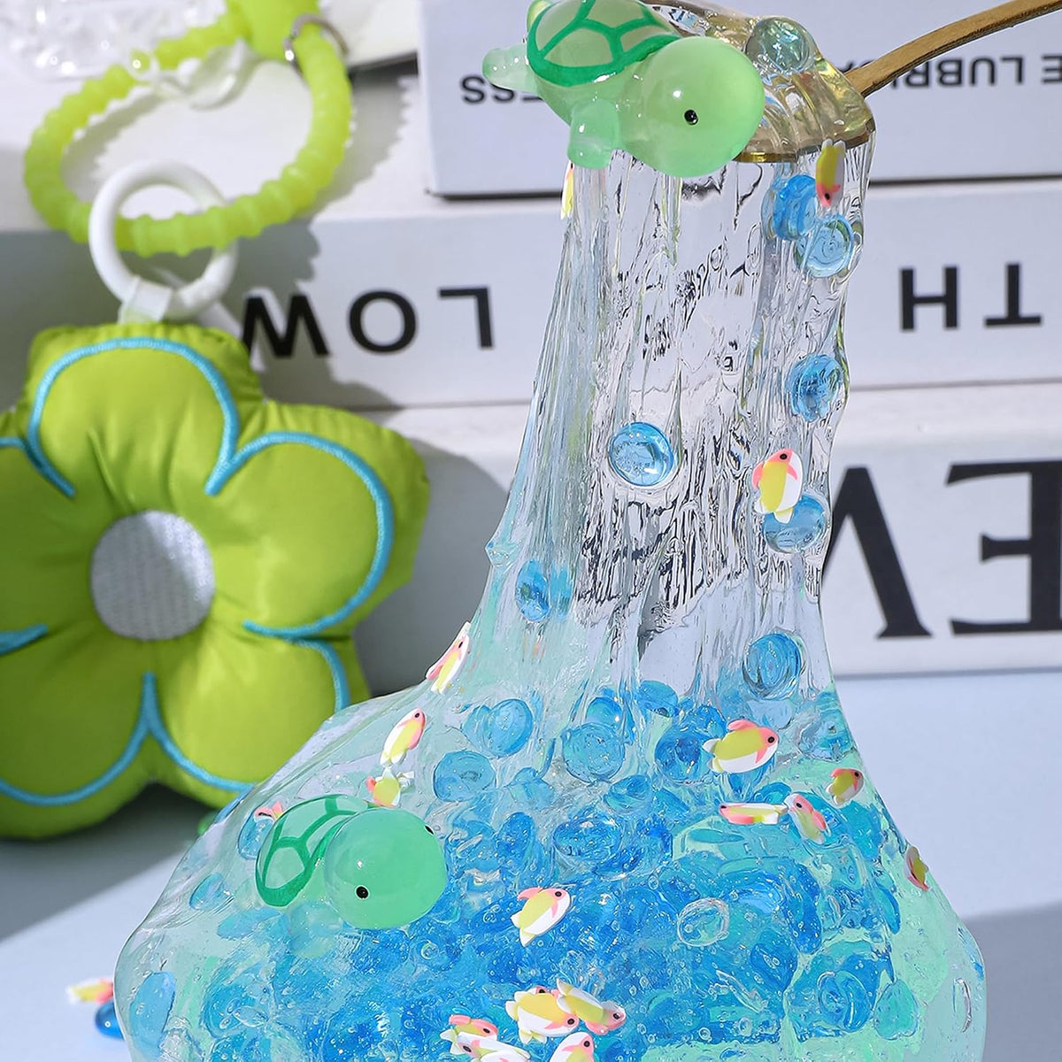 Clear Glitter Slime Kit with Little Turtle Toy for Girls Age 6-14 - Blue - image 3