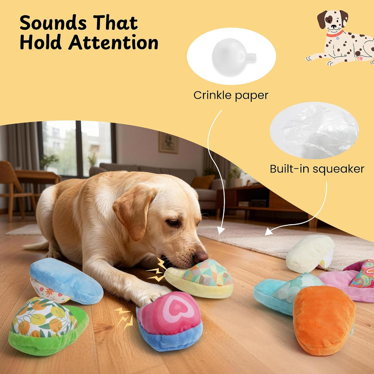 Nocciola Squeaky Bread Stuffed Dog Toys Pack - Slippers - image 3