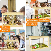24" Hamster Cage, Lockable Sliding Door Gerbil Cage, Dwarf Hamster Cage with Metal Mesh Roof, Mice and Small Animal Habitat, Chewproof Syrian Hamster Enclosure, (Wooden, 24" L x 16" W x 16" H)