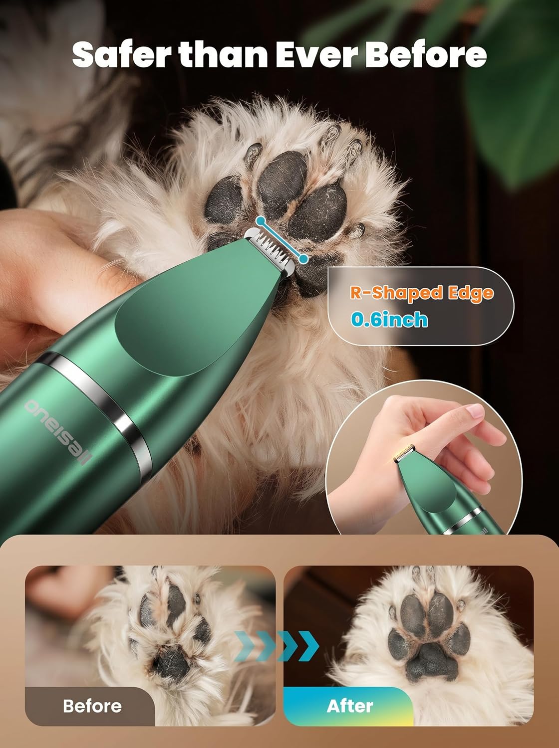 oneisall 4 in 1 Dog Grooming Kit with LCD Display – Essentials for Dogs - Green - image 4
