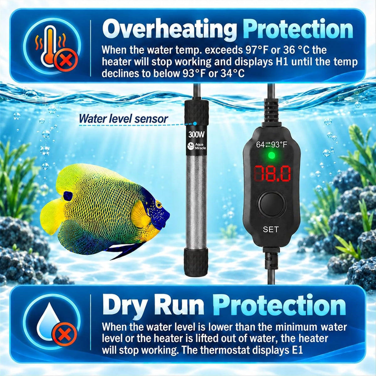 AquaMiracle Aquarium Heater 15W Fish Tank Heater for 1-3 Gallon Tanks – Essentials for Fish - For 40-60 Gal Tank - image 3