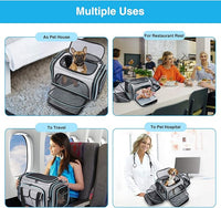Airline Approved Pet Carrier, Large Soft Sided Pet Travel TSA Carrier 4 Sides Expandable Cat Collapsible Carriers with Removable Fleece Pad and Pockets for Cats Dogs and Small Animals
