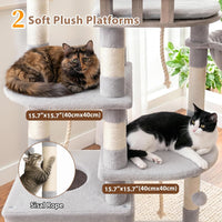 Maine Coon Cat Tree, Heavy Duty Cat Tower for 20 lbs+, GCT033G – Essentials for Cats - 74.8 inches / Light Gray - image 4