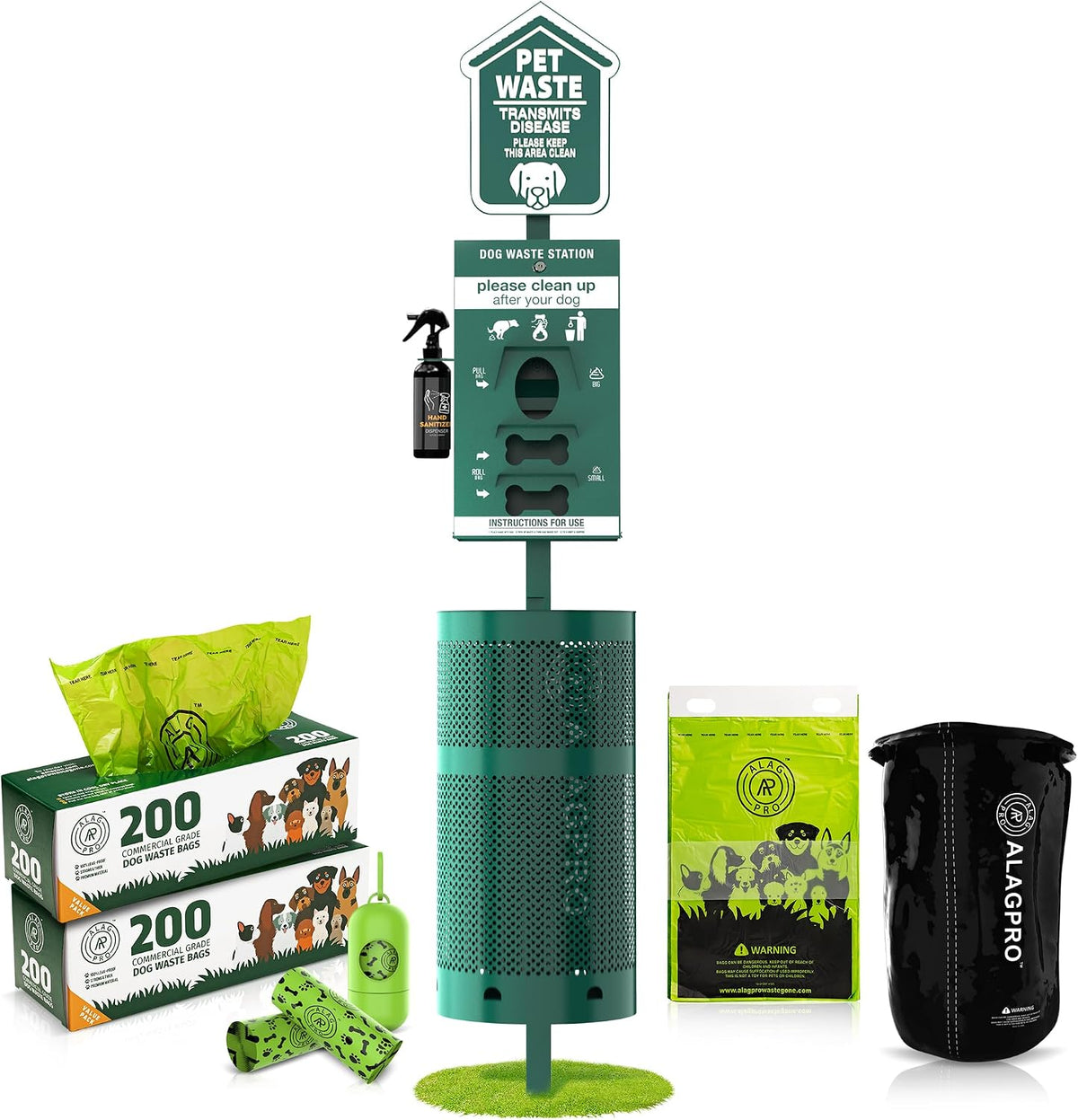 ALAGPRO Pet Waste Station Outdoor Dog Waste Station with Hand - In-Ground Mount