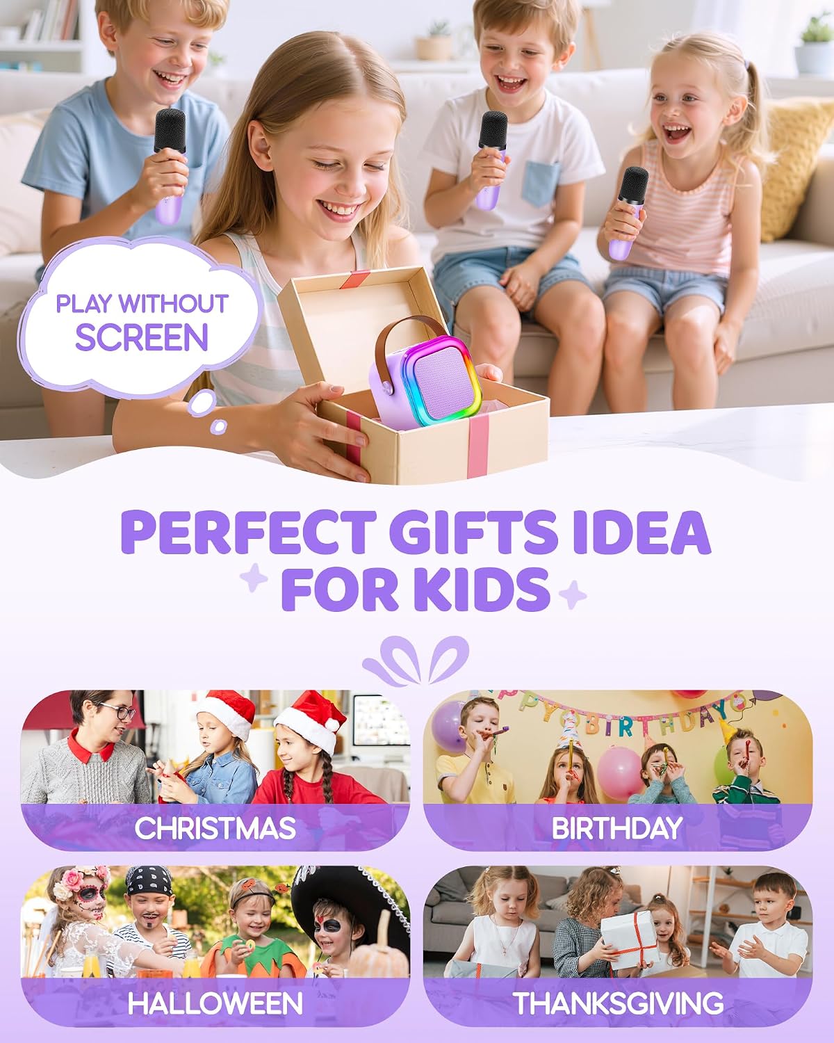 IROO Mini Karaoke Machine for Kids - Lilac - image 2