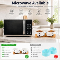Ceramic Cat Dog Bowl Set with Stand - Black Dot / 850ML*2 - image 4