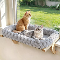 Cloud-Soft Wooden Cat Window Sill Perch with Zipper Cushion - Gray / X-Large