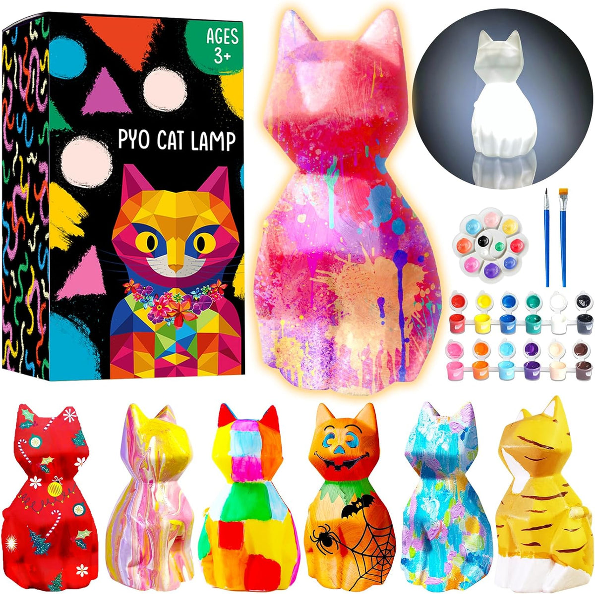 Goodyking Paint Your Own Cat Lamp Kit - White Cat 1pcs