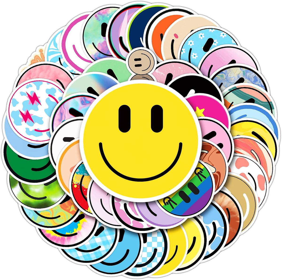 50PCS Smile Face Stickers Cute Water Bottle Stickers for Kids – Fun for Kids & Family - 50pcs Smile Stickers