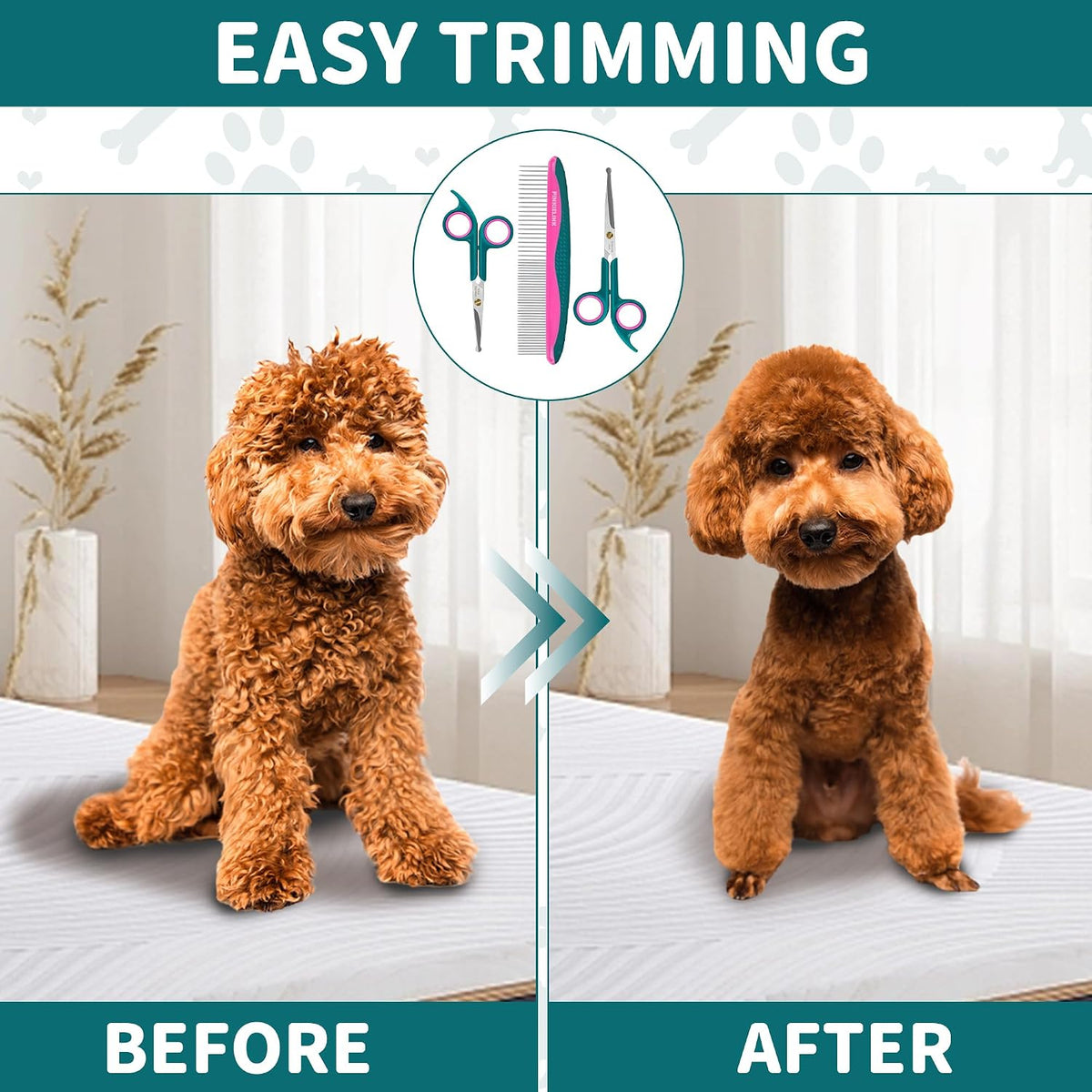 Professional Dog and Cat Grooming Scissors, Pet Grooming Shears - Green 3 in 1 - image 4