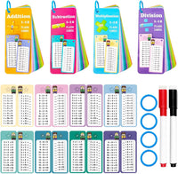Anemeeoke 1-12 multiplication flash cards with dry erase markers and binder ring - view 5