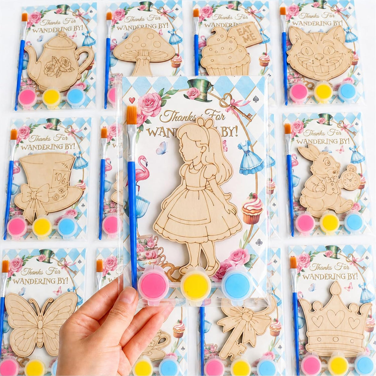 BOIKOKY 12-pack rainbow painting party favor kits with wooden rainbow magnets - view 2