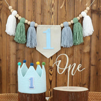 DCJHFJ First Birthday Decorations for Boy Highchair Banner One - Blue and Green Banner - image 2