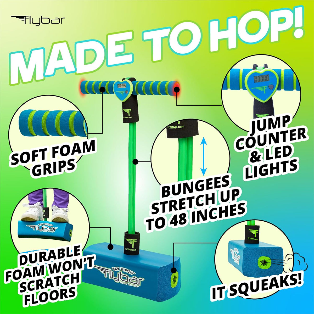 Flybar My First Foam Pogo Jumper for Kids Fun and Safe Pogo Stick - Blue Led - image 2