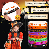 JUNEBRUSHS 64pcs Halloween Party Favors Silicone Bracelets Rubber - Halloween Style - image 4