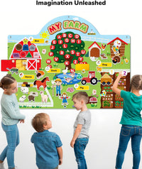 CHEFAN farm animals felt story board set with barn, tractor, cows, sheep and pond pieces - view 12