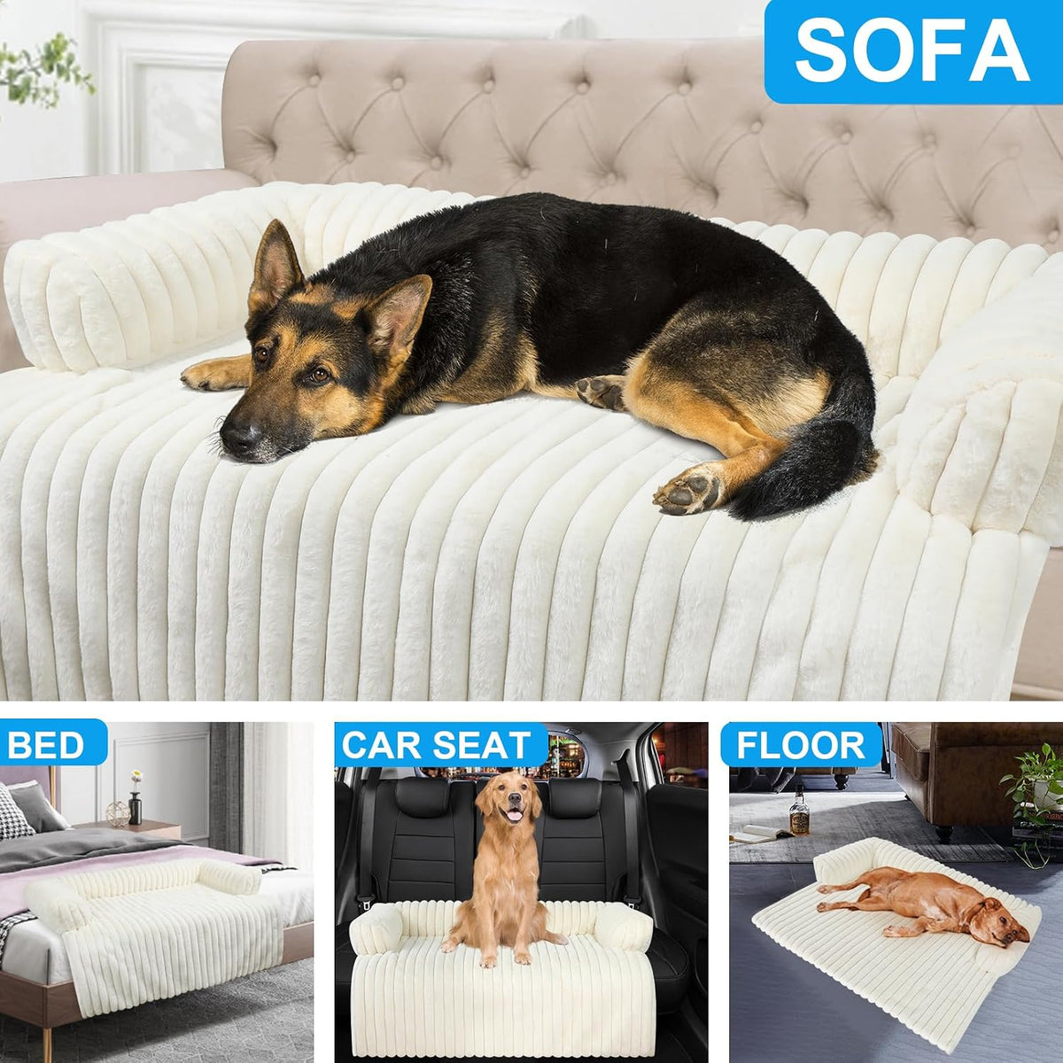 Luxurious Dog Couch Bed, Dog Couch Cover - XX-Large(51.1*41.3*6 In) / White - image 2