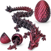 3D Printed Dragon Egg, Mystery Articulated Crystal Dragon Egg Fidget Toys, 3D Print Surprise - Laser Black and Red