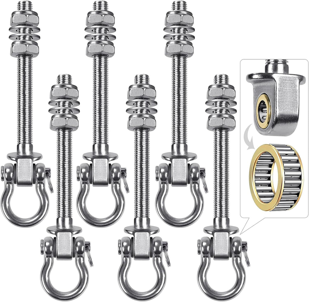 SELEWARE stainless steel swing hangers 2 pack, heavy duty eye hooks for wood beams - view 4