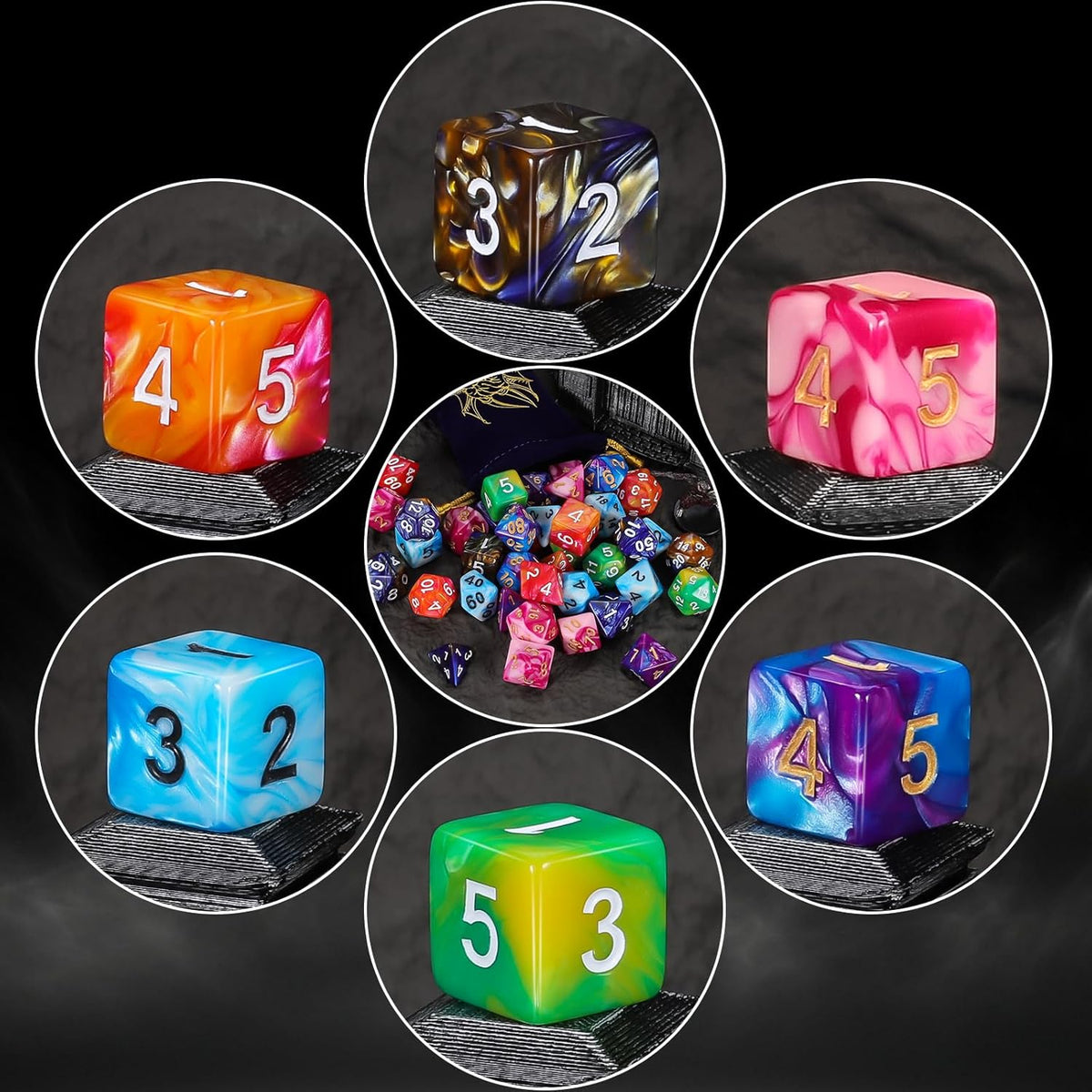 QMay 7 Sets Polyhedral Dice - 6 Colors a (42pcs) - image 4