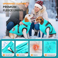 Winter Dog Coat with Harness Built in Waterproof Dog Jackets Warm Pet - Blue / XL(Suggest 12-15 lbs) - image 2