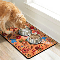 Dog Food Mats for Floors, Absorbent Dog Bowl Mat for Food and Water Dispenser, Quick Dry Cat Food - Orange / 20"L x 12"W - image 2
