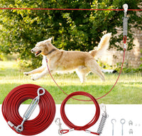 Dog Runner for Yard, Outdoor Dog Run - Red / 120FT+10FT
