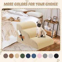 Romrol Dog Stairs Ramp for Beds Couches, Extra Wide Pet Steps with Durable Non-Slip Waterproof Fabric Cover, Dog Slope Stairs for Small Dogs and Cats or Pets Friendly, 3-Tiers, 13 Inch,Beige